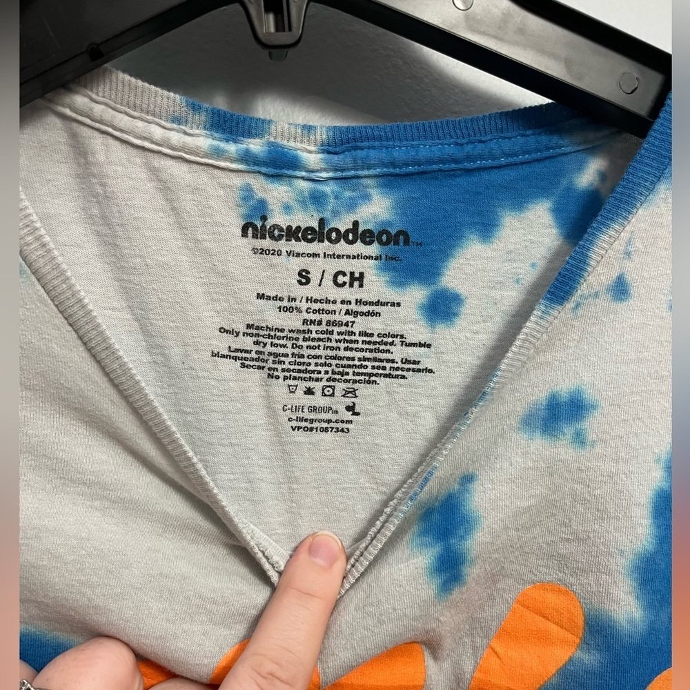 Nickelodeon Tiedye blue/white graphic tshirt Sz small Hey Arnold Ren Ah Monsters - Picture 4 of 4